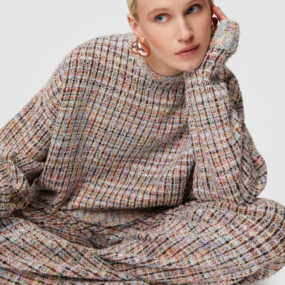 Missoni sequin embellished boucle checkered crewneck sweater